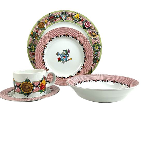 Sakura Mary Engelbreit 1994 Garden Time 5-PC Place Setting-Excellent Condition! - Picture 2 of 10